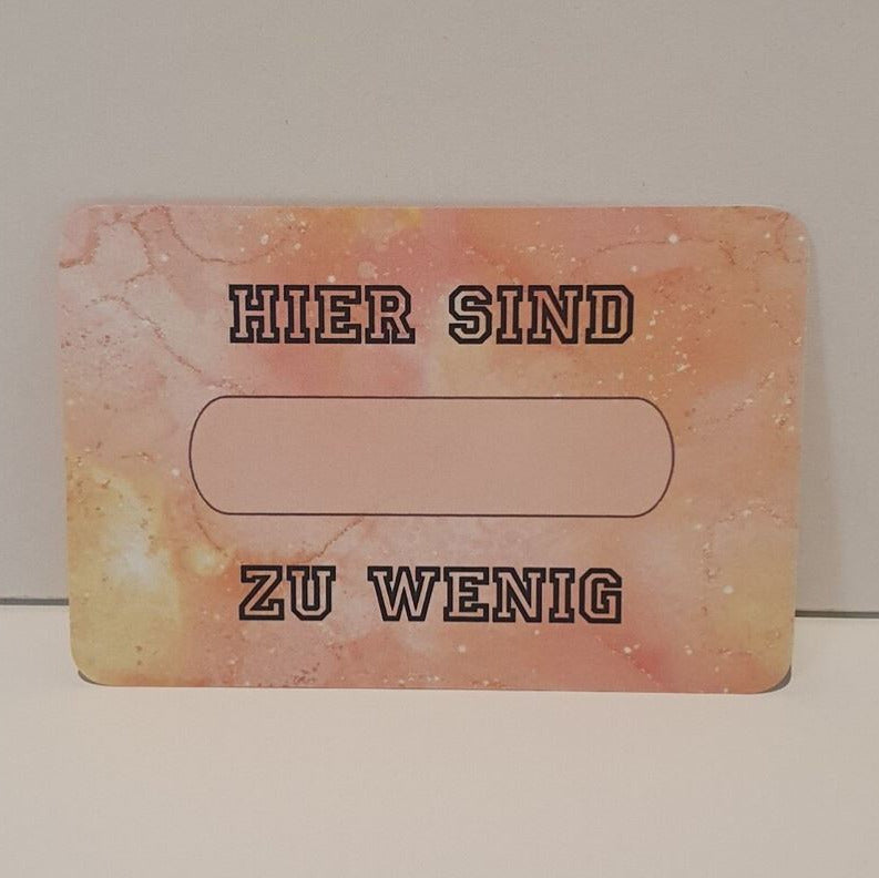 Zu wenig / Zu viel Kärtchen (foliert) 5er-Set
