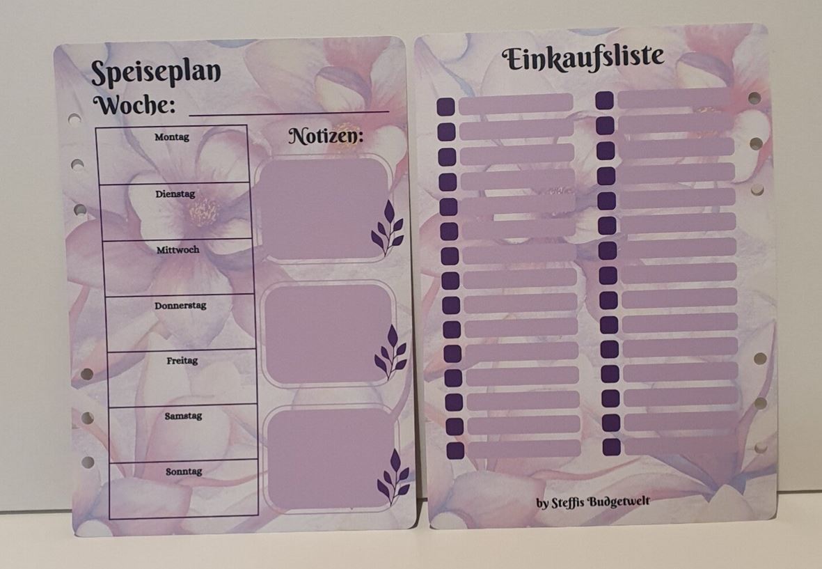 Speiseplan mit Einkaufsliste A5