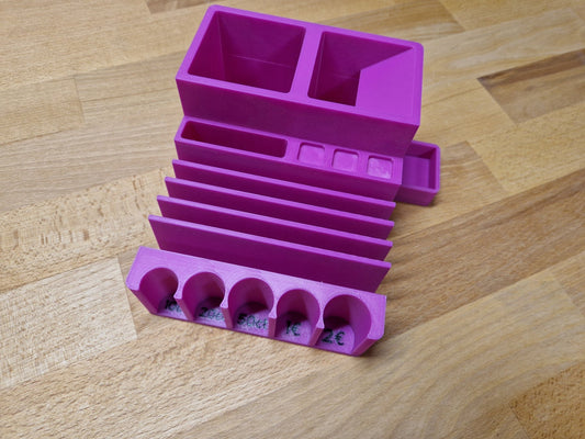 (B-39) 2in1-Geldscheinständer mit 5 Münzfächer Fuchsia