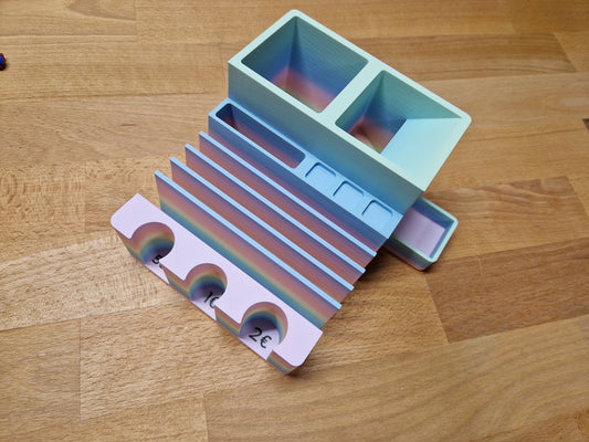 (B-41) 2in1-Geldscheinständer mit 3 Münzfächer