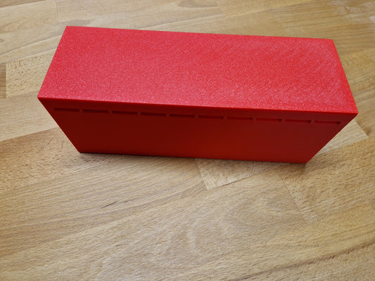 (E-11) Rollenhalter / Etikettenspender (stapelbar) "mittel" Rot mit Deckel