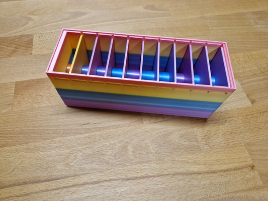 (E-13) Rollenhalter / Etikettenspender (stapelbar) "mittel" Regenbogen-1